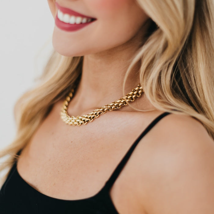 Elise Woven Chain Necklace - WATERPROOF - Glamourous Grace