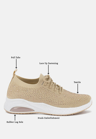 Elizha Stud Embellished Lace Up Sneakers