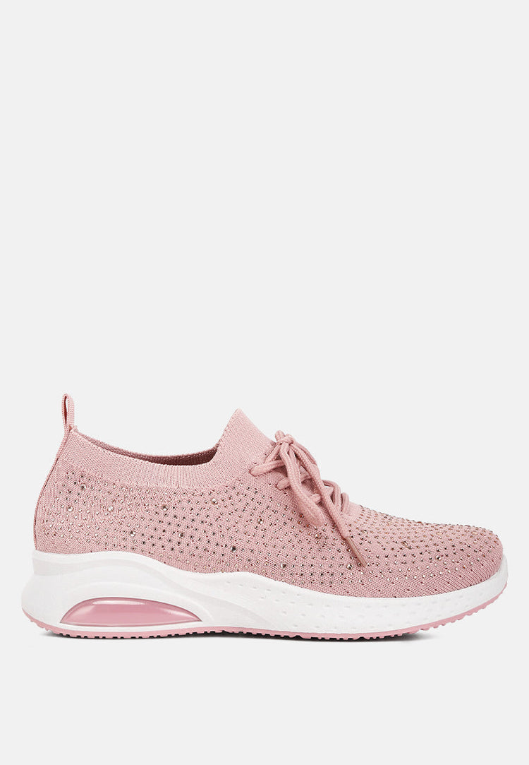 Elizha Stud Embellished Lace Up Sneakers - Glamourous Grace