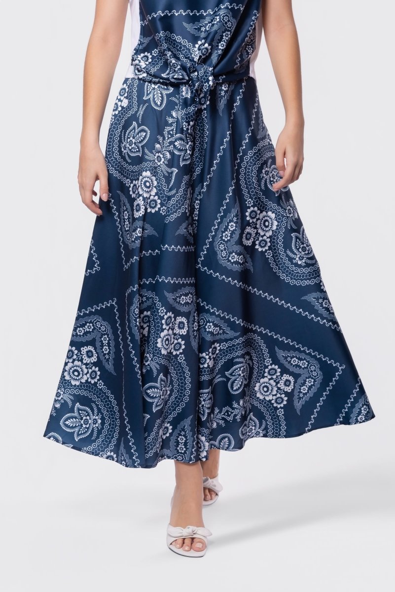 Ella Skirt 38" (Navy Ground) - Glamourous Grace