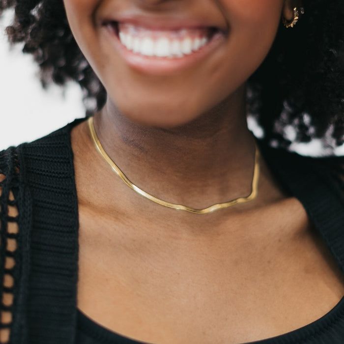 Ella Herringbone Necklace - WATERPROOF - Glamourous Grace