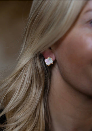 Elle- Clover Mother of Pearl Stud Earring - 18k Gold Plated-Darby Clark Collection - Glamourous Grace