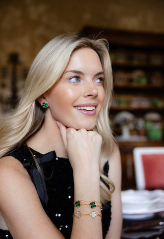 Catherine - Clover Stone Stud Earring - 18k Gold Plated-Darby Clark Collection - Glamourous Grace