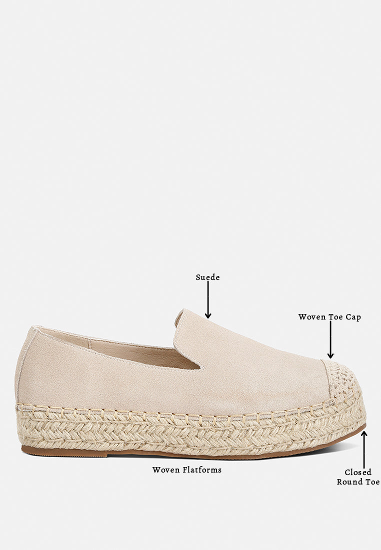 Ellerie Soft Suede Flatform Heel Espadrilles - Glamourous Grace