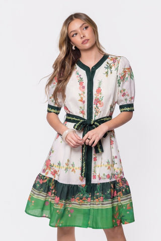 Elma Dress (Ivory Green)