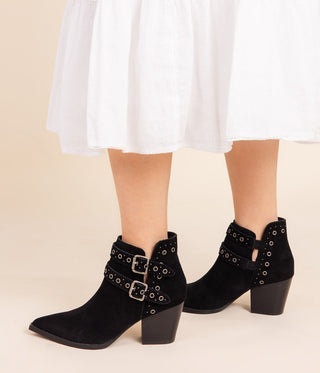 Elsa Leather Ankle Boot in Black - Glamourous Grace