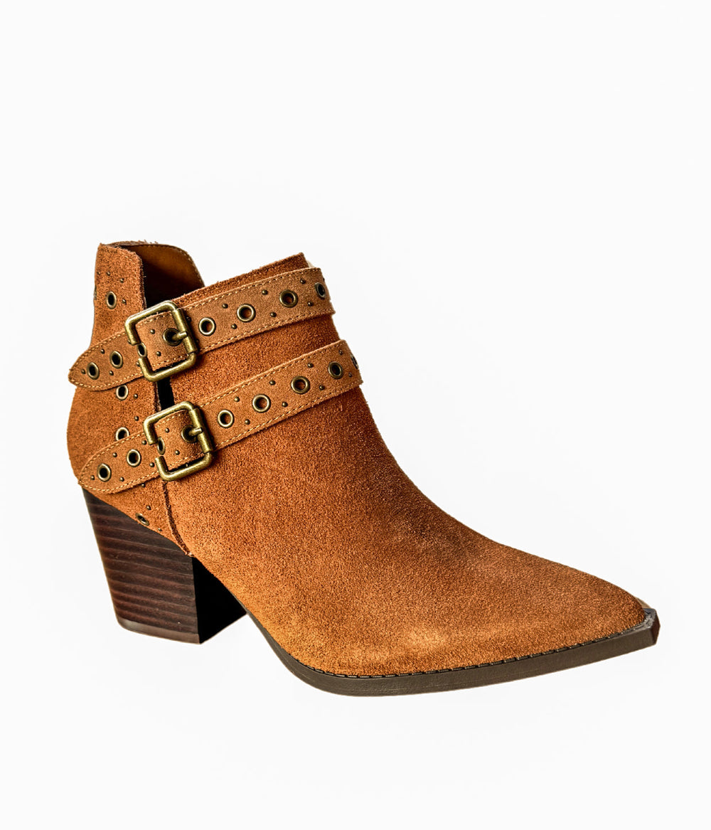 Elsa Leather Ankle Boot in Tan - Glamourous Grace