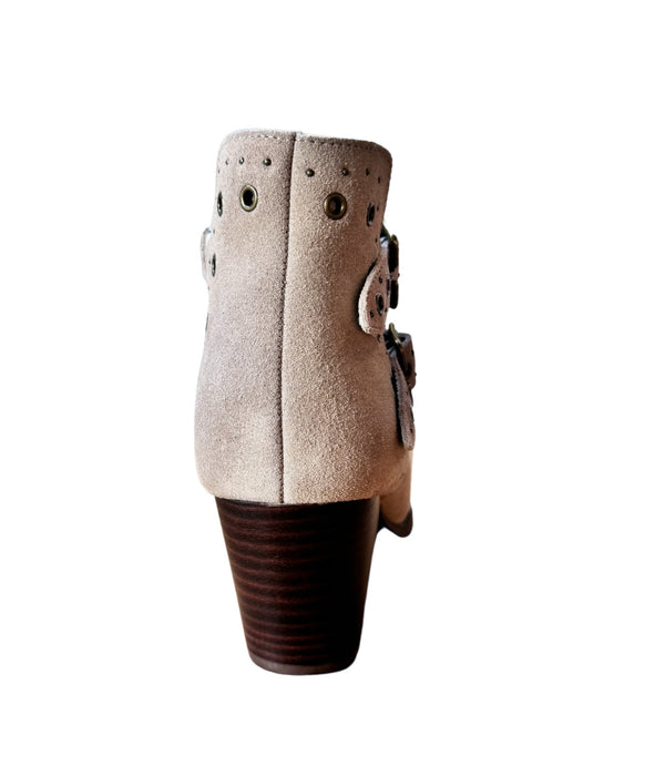 Elsa Leather Ankle Boot in Taupe - Glamourous Grace