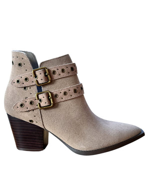Elsa Leather Ankle Boot in Taupe - Glamourous Grace