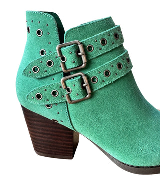 Elsa Leather Ankle Boot in Teal - Glamourous Grace