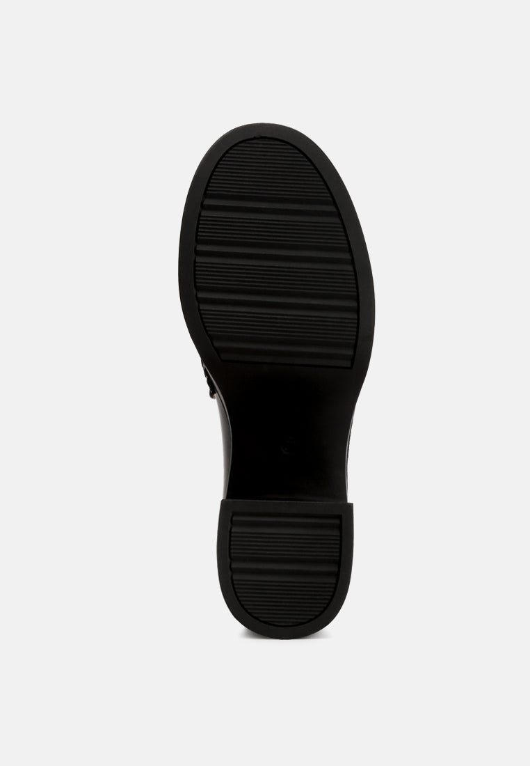 Elspeth Heeled Platform Leather Loafers - Glamourous Grace