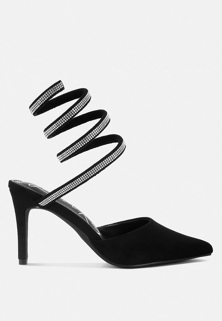 Elvira Rhinestone Embellished Strap Up Sandals - Glamourous Grace