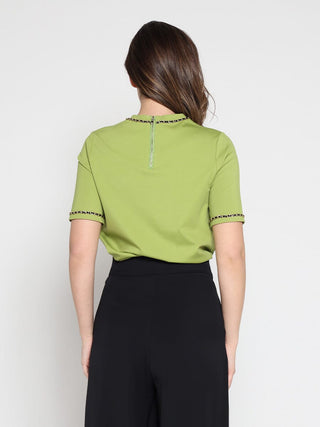 Embellished Chain Link Trim Short Sleeve Top - Glamourous Grace