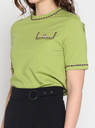 Embellished Chain Link Trim Short Sleeve Top - Glamourous Grace