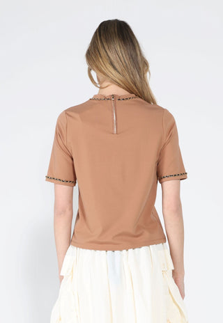 Embellished Chain Link Trim Short Sleeve Top - Glamourous Grace