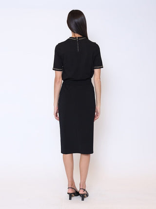 Embellished Chain Link Trim Short Sleeve Top - Glamourous Grace