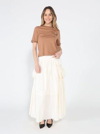 Embellished Chain Link Trim Short Sleeve Top