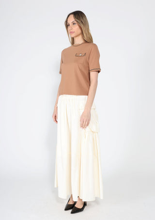 Embellished Chain Link Trim Short Sleeve Top