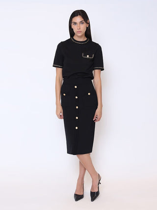 Embellished Chain Link Trim Short Sleeve Top - Glamourous Grace