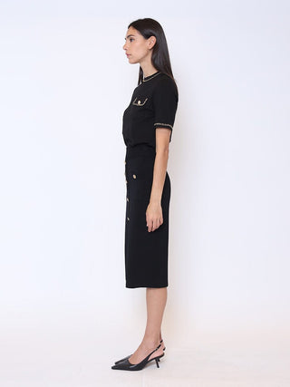 Embellished Chain Link Trim Short Sleeve Top - Glamourous Grace