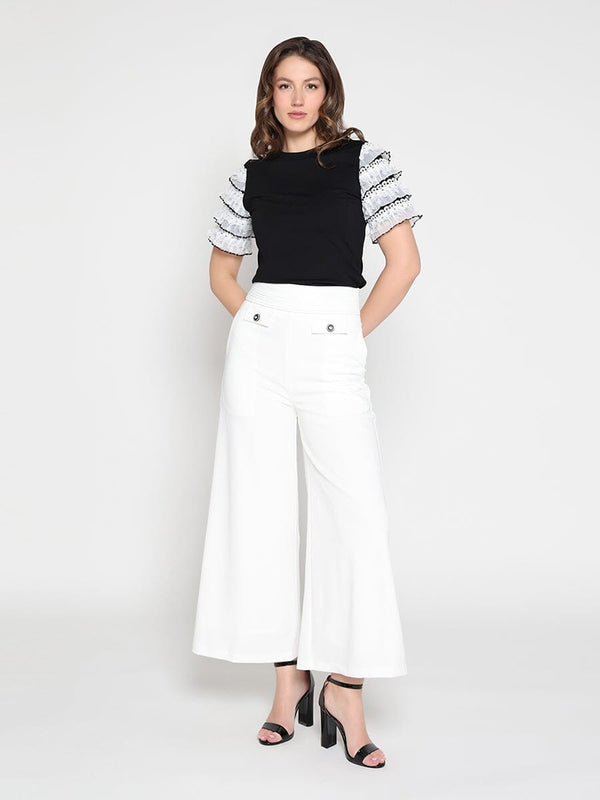 Embellished Pockets High Waist Wide Leg Pants - Glamourous Grace