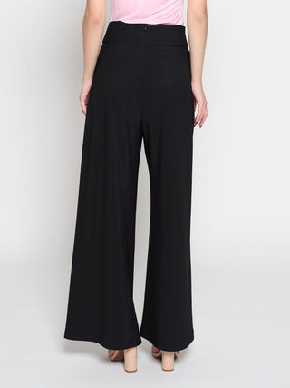 Embellished Pockets High Waist Wide Leg Pants