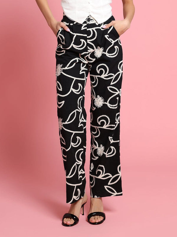 Emboidered straight fit pants - Glamourous Grace