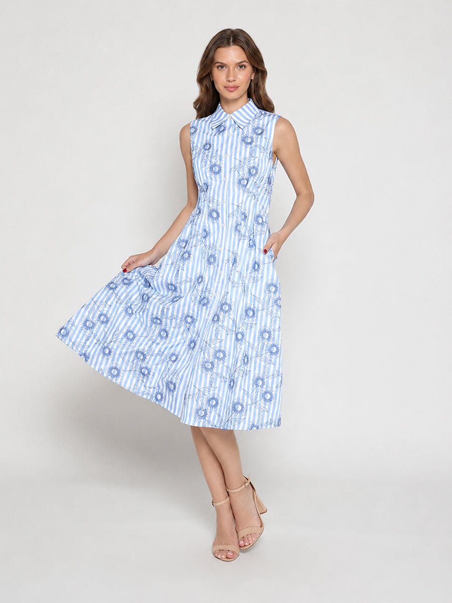 Embroidery Flower Sleeveless Dress - Glamourous Grace