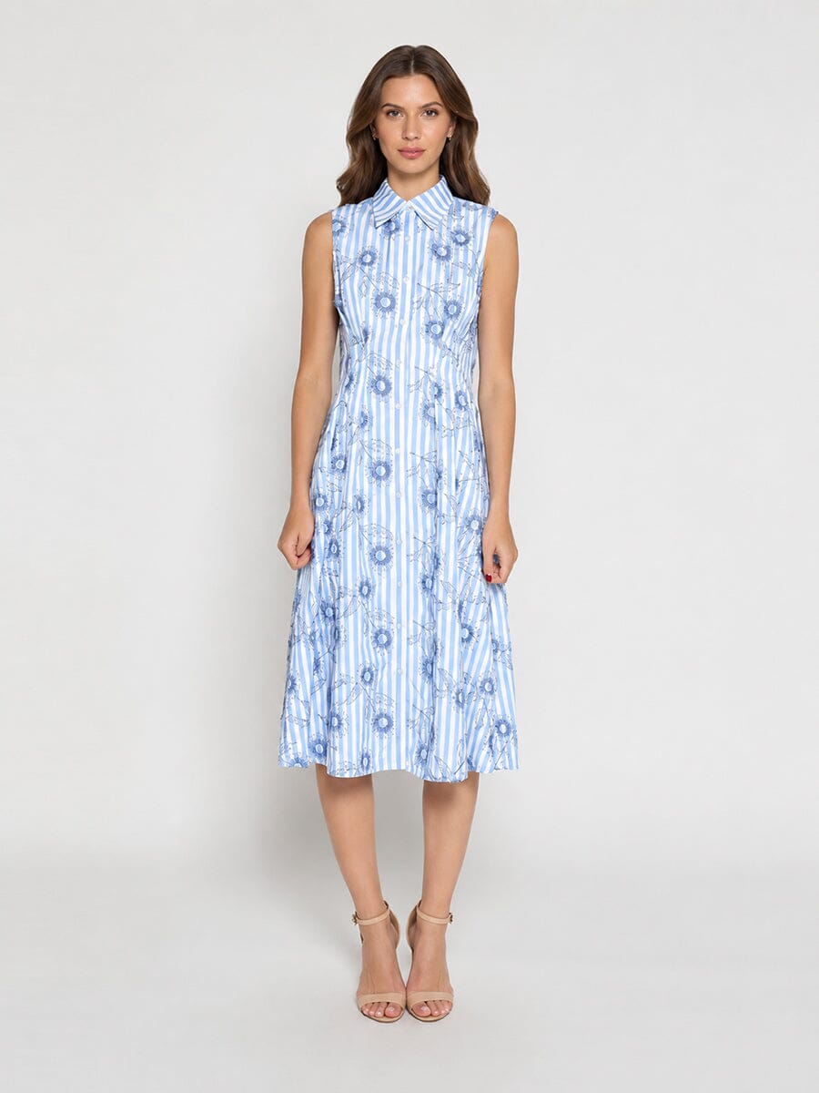 Embroidery Flower Sleeveless Dress - Glamourous Grace