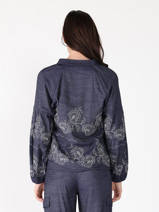 Embroidery Work V-neck Long Sleeve Top