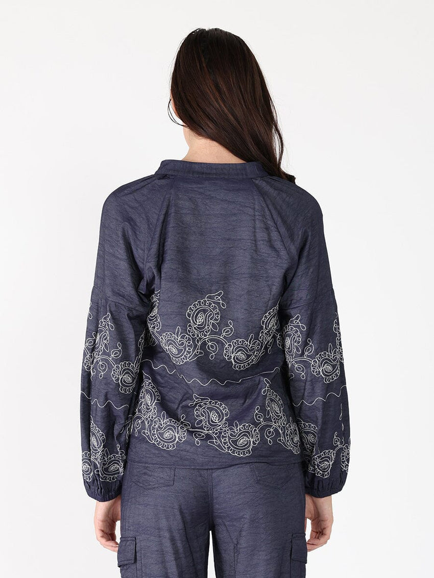 Embroidery Work V-neck Long Sleeve Top