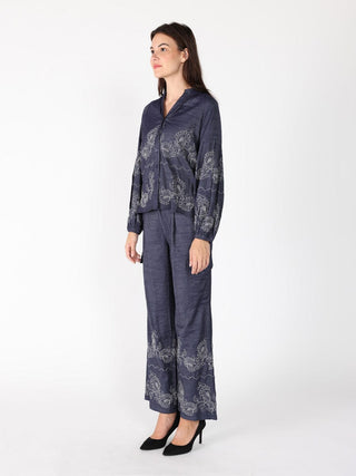 Embroidery Work V-neck Long Sleeve Top