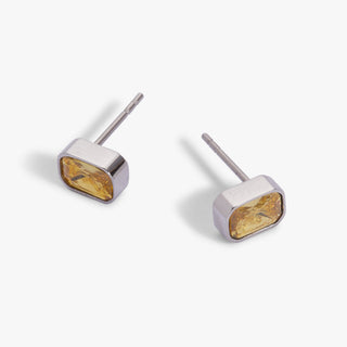 November Emerald-Cut Birthstone Stud Earrings