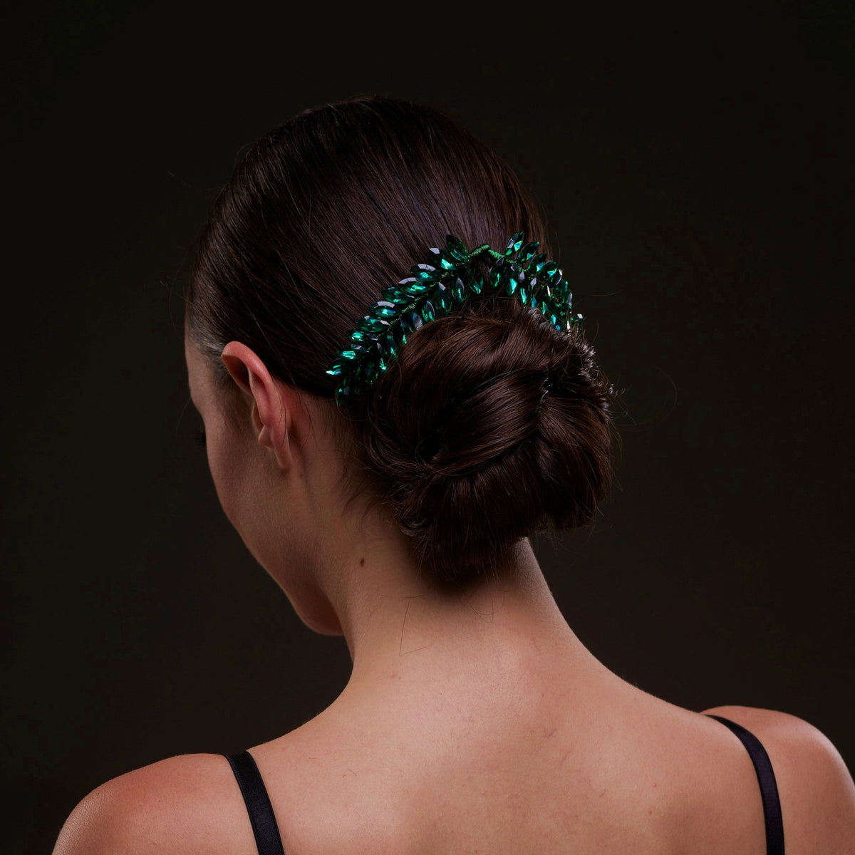 Emerald Green Crystal Leaf Hair Comb Set - Glamourous Grace