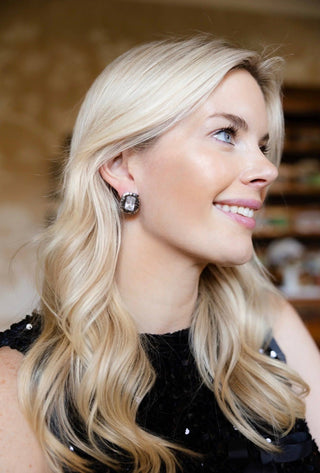 Emilia - Large Rectangle Textured Bezel Earring - 18k Gold Plated- Darby Clark Collection - Glamourous Grace