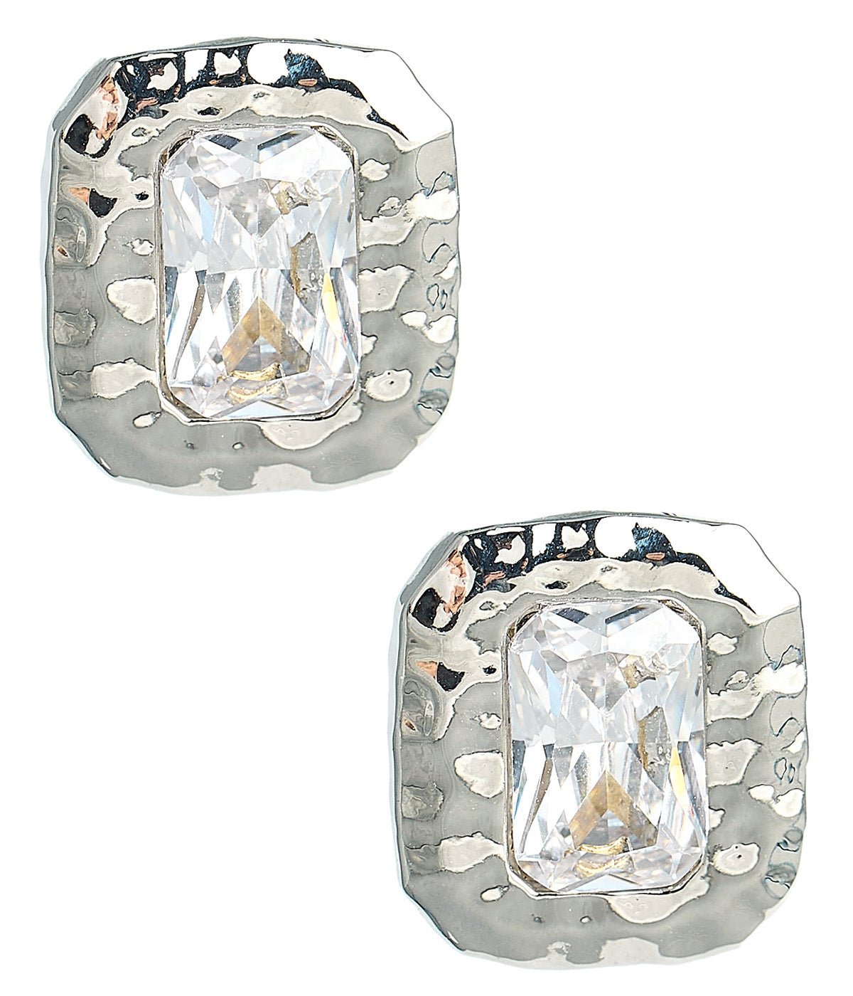 Emilia - Large Rectangle Textured Bezel Earring - 18k Gold Plated- Darby Clark Collection - Glamourous Grace