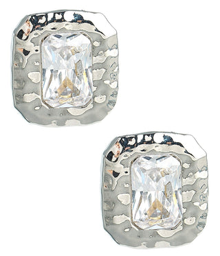Emilia - Large Rectangle Textured Bezel Earring - 18k Gold Plated- Darby Clark Collection - Glamourous Grace