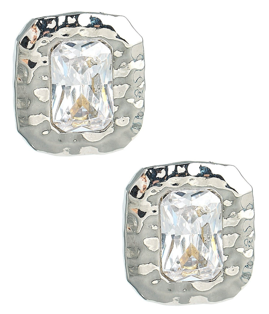 Emilia - Large Rectangle Textured Bezel Earring - 18k Gold Plated- Darby Clark Collection - Glamourous Grace