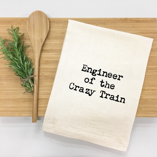 "Engineer of the Crazy Train" Kitchen Towel
