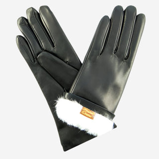 ER4003 (black) - Women's Italian Rabbit Fur Gloves - Glamourous Grace