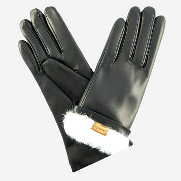 ER4003 (black) - Women's Italian Rabbit Fur Gloves - Glamourous Grace