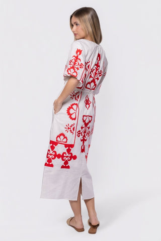 Erica Dress (White/Red)