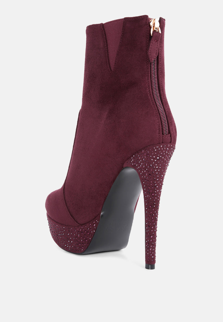 Espiree Microfiber High Heeled Ankle Boots - Glamourous Grace
