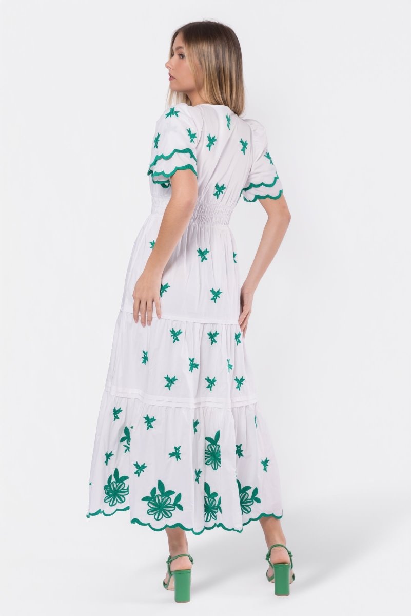 Estelle Dress (White Green) - Glamourous Grace