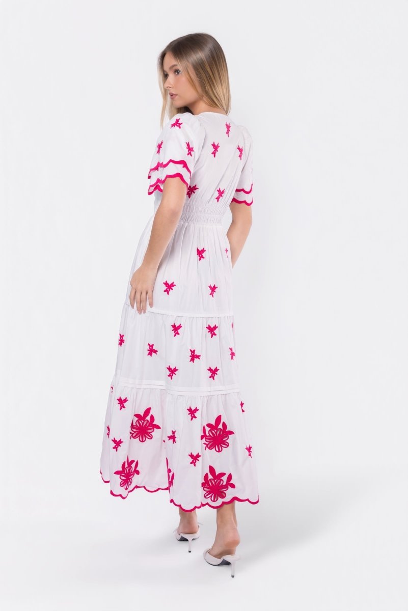 Estelle Dress (White Pink) - Glamourous Grace