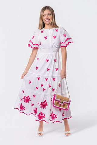 Estelle Dress (White Pink)