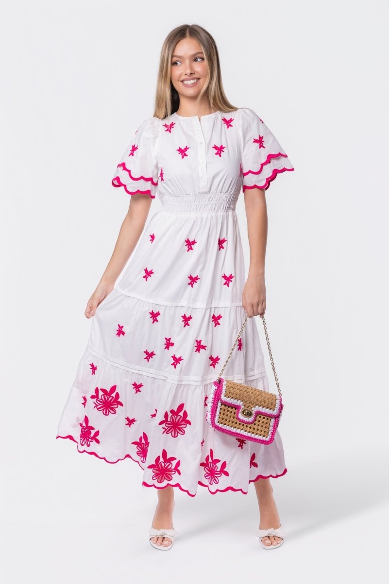 Estelle Dress (White Pink) - Glamourous Grace