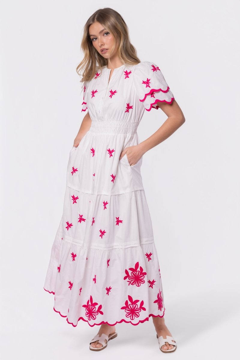 Estelle Dress (White Pink) - Glamourous Grace