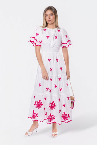Estelle Dress (White Pink)