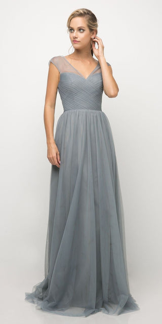 Ladivine ET320 Illusion V-Neck and Back Long Dress
